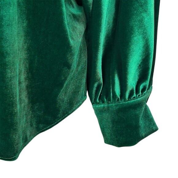 Ciebon Blouse Womens Size L Emerald Green Velvet Button Front Collared LS - Picture 8 of 9